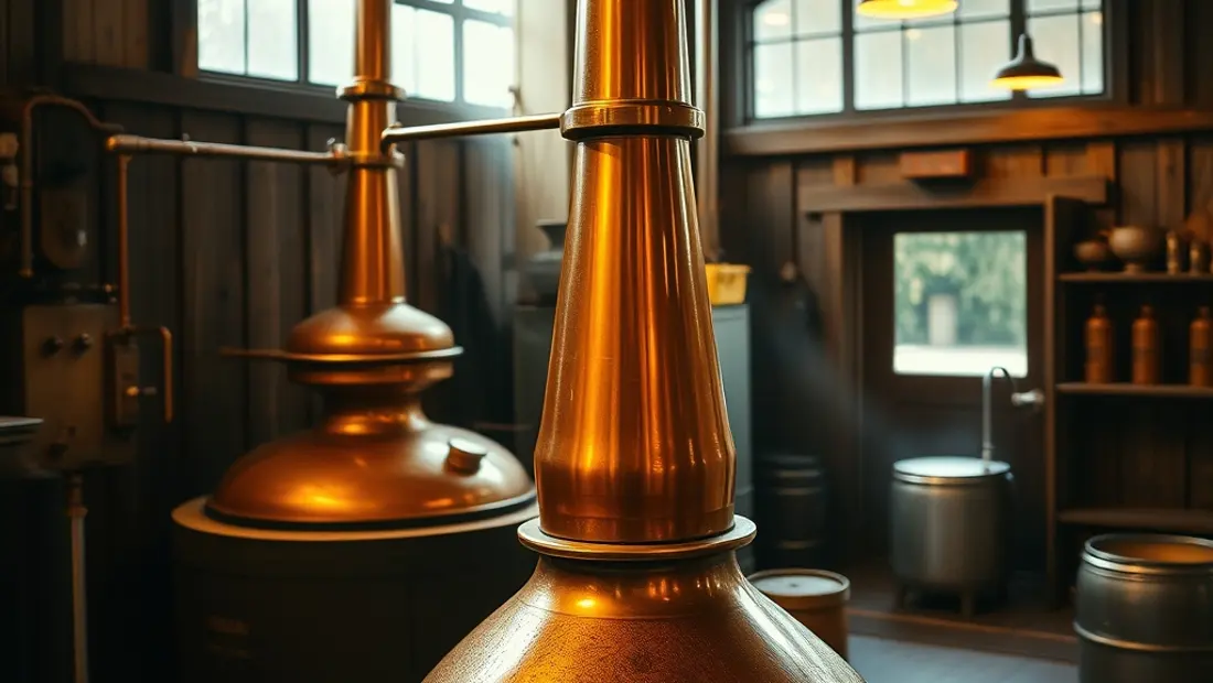 L’alambic de cuivre, l’autre métier de la maison.